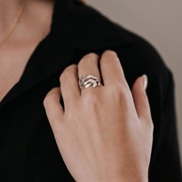 Immagine di Double-Leaf Ring, Silber rosévergoldet