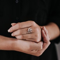 Image de Double-Leaf Ring, Silber rosévergoldet