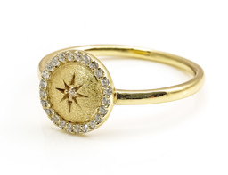 Bild von Zirkonia Star 10mm mit CZ Ring, Silber vergoldet