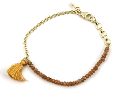 Zeige Details für "Quaste". Mondstein peach. Armband. Silber 925-Vergoldet Bild von "Quaste". Mondstein peach. Armband. Silber 925-Vergoldet