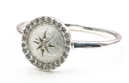 Zeige Details für Zirkonia Star 10mm mit CZ Ring, Silber 925 Bild von Zirkonia Star 10mm mit CZ Ring, Silber 925