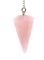 Vedere dettagli per Pendolo in quarzo rosa sfaccettato  Immagine di Pendolo in quarzo rosa sfaccettato