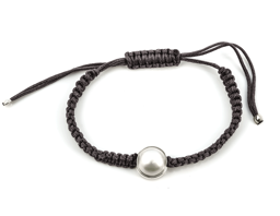 Vedere dettagli per Incorniciato da perline 12 mm (argento) in un braccialetto grigio in corda Immagine di Incorniciato da perline 12 mm (argento) in un braccialetto grigio in corda