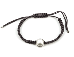 Immagine di Perle gefasst 12mm (Silber) in Cord grau Armband