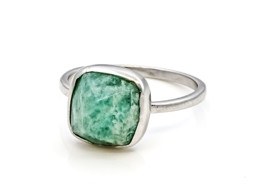 Vedere dettagli per Amazzonite sfaccettata. anello quadrato 10mm, argento 925 Immagine di Amazzonite sfaccettata. anello quadrato 10mm, argento 925