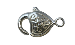 Zeige Details für Verschluss Herz Karabiner verziert 17x10mm mit Zirkon, Silber 925   Bild von Verschluss Herz Karabiner verziert 17x10mm mit Zirkon, Silber 925