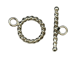 Zeige Details für Verschluss Toggle gezopft 10mm. Silber rhodiniert. (5er Set) Bild von Verschluss Toggle gezopft 10mm. Silber rhodiniert. (5er Set)