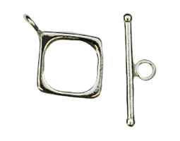 Zeige Details für Verschluss Toggle quadrat 10mm. Silber rhodiniert. (5er Set) Bild von Verschluss Toggle quadrat 10mm. Silber rhodiniert. (5er Set)