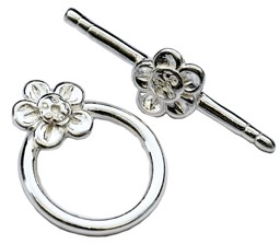 Zeige Details für Verschluss Toggle 15mm mit Blume, Silber 925 Bild von Verschluss Toggle 15mm mit Blume, Silber 925
