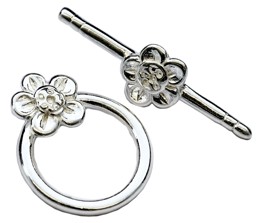 Bild von Verschluss Toggle 15mm mit Blume, Silber 925