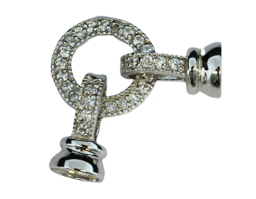 Vedere dettagli per Anello di chiusura in pavé 14 mm con 2x campana, argento Immagine di Anello di chiusura in pavé 14 mm con 2x campana, argento
