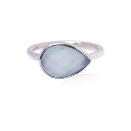 Image de Aqua chalcedon fac. Tropfen 9x12mm Ring, gehämmert, Silber 925