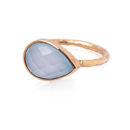 Vedere dettagli per Acqua Calcedonio sfaccettata. anello con goccia 9x12 mm, martellato, argento 925 placcato oro Immagine di Acqua Calcedonio sfaccettata. anello con goccia 9x12 mm, martellato, argento 925 placcato oro
