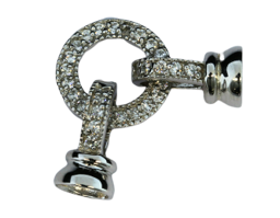 Vedere dettagli per Anello di chiusura in pavé 14 mm con 2x campana, argento rodiato Immagine di Anello di chiusura in pavé 14 mm con 2x campana, argento rodiato