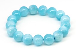 Vedere dettagli per Bracciale di perline tonde blu di Aragonite da 10 mm   Immagine di Bracciale di perline tonde blu di Aragonite da 10 mm