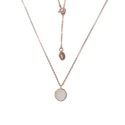 Vedere dettagli per Pietra di luna bianca cab. 11m, collana 41+3cm, argento placcato oro rosa  Immagine di Pietra di luna bianca cab. 11m, collana 41+3cm, argento placcato oro rosa