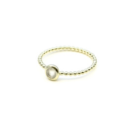 Vedere dettagli per Pietra di luna bianca cab. 5mm Anello "34 Beads", argento 925 placcato oro Immagine di Pietra di luna bianca cab. 5mm Anello "34 Beads", argento 925 placcato oro