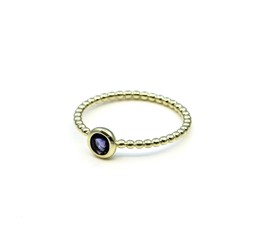 Vedere dettagli per Anello "34 perle" in iolite Cab. 5mm, argento 925 placcato oro Immagine di Anello "34 perle" in iolite Cab. 5mm, argento 925 placcato oro