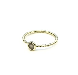 Vedere dettagli per Pietra di luna grigia cab. 5mm Anello "34 Beads", argento 925 placcato oro Immagine di Pietra di luna grigia cab. 5mm Anello "34 Beads", argento 925 placcato oro