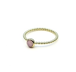 Vedere dettagli per Anello "34 perle" in opale andino cab. 5 mm, argento 925 placcato oro Immagine di Anello "34 perle" in opale andino cab. 5 mm, argento 925 placcato oro