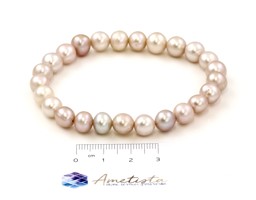 Vedere dettagli per Bracciale di perle rotonde 8-9 mm, pesca Immagine di Bracciale di perle rotonde 8-9 mm, pesca