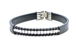Zeige Details für Leder Armband mit Mondstein weiss Kugeln 3mm, 20cm Edelstahl   Bild von Leder Armband mit Mondstein weiss Kugeln 3mm, 20cm Edelstahl