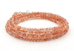 Vedere dettagli per Pietra del sole sfaccettata. perline tonde 3 mm, catena di 90 cm con chiusura in argento, argento 925 Immagine di Pietra del sole sfaccettata. perline tonde 3 mm, catena di 90 cm con chiusura in argento, argento 925