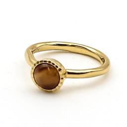 Vedere dettagli per Occhio di tigre sfaccettato. Anello "Lucky You" Cab 9 mm, argento 925 placcato oro Immagine di Occhio di tigre sfaccettato. Anello "Lucky You" Cab 9 mm, argento 925 placcato oro