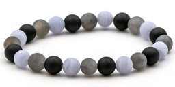 Zeige Details für Chalcedon & Labradorit & Turmalin Schörl Kugeln  8mm Armband Bild von Chalcedon & Labradorit & Turmalin Schörl Kugeln  8mm Armband
