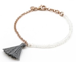 Zeige Details für "Quaste". Mondstein Regenbogen. Armband. Silber 925 rosé-Vergoldet Bild von "Quaste". Mondstein Regenbogen. Armband. Silber 925 rosé-Vergoldet
