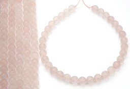 Vedere dettagli per Perline tonde incise di quarzo rosa da 12 mm Immagine di Perline tonde incise di quarzo rosa da 12 mm