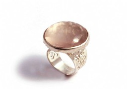 Vedere dettagli per Anello con quarzo rosa cabochon 26 mm, argento 925 Immagine di Anello con quarzo rosa cabochon 26 mm, argento 925