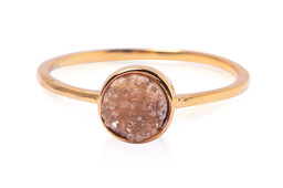 Vedere dettagli per Anello in Agata Druzy Champagne 7 mm, argento 925 placcato oro Immagine di Anello in Agata Druzy Champagne 7 mm, argento 925 placcato oro