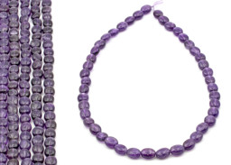 Vedere dettagli per Filo di ametista ovale piatta 10x8 mm Immagine di Filo di ametista ovale piatta 10x8 mm