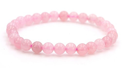 Vedere dettagli per Perline tonde di quarzo rosa 6 mm bracciale standard Immagine di Perline tonde di quarzo rosa 6 mm bracciale standard