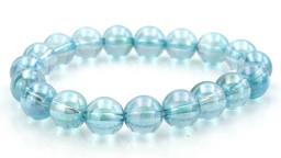 Vedere dettagli per Bracciale di perline tonde Aqua Aura 10mm Immagine di Bracciale di perline tonde Aqua Aura 10mm