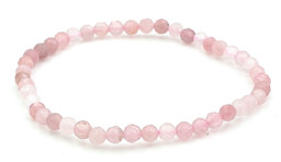 Vedere dettagli per Bracciale di perline tonde sfaccettate di quarzo rosa da 4 mm Immagine di Bracciale di perline tonde sfaccettate di quarzo rosa da 4 mm