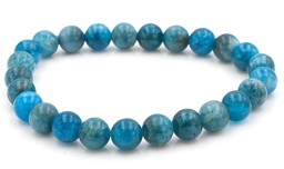 Vedere dettagli per Bracciale di perline tonde blu di Apatite 8 mm Immagine di Bracciale di perline tonde blu di Apatite 8 mm