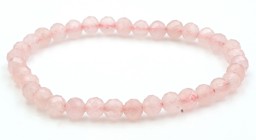 Vedere dettagli per Quarzo rosa sfaccettato. Bracciale di perline tonde da 6 mm Immagine di Quarzo rosa sfaccettato. Bracciale di perline tonde da 6 mm