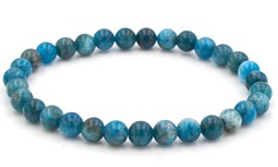 Vedere dettagli per Bracciale di perline tonde blu di Apatite da 6 mm Immagine di Bracciale di perline tonde blu di Apatite da 6 mm