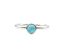 Image de Aqua Chalcedon Cab.  6mm "Moon Magic" Ring, Silber 925