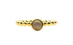 Vedere dettagli per Pietra di luna grigia cab. 6 mm Anello con perline "Moon Magic", argento 925 placcato oro Immagine di Pietra di luna grigia cab. 6 mm Anello con perline "Moon Magic", argento 925 placcato oro