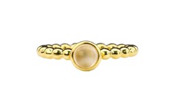 Vedere dettagli per Pietra di luna bianca cab. 6 mm Anello con perline "Moon Magic", argento 925 placcato oro Immagine di Pietra di luna bianca cab. 6 mm Anello con perline "Moon Magic", argento 925 placcato oro