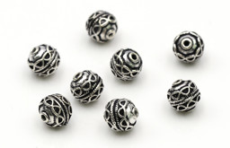 Vedere dettagli per Perline decorate, argento 925 annerito Immagine di Perline decorate, argento 925 annerito