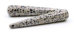 Vedere dettagli per Stilo da massaggio in Diaspro Dalmata 10x2cm Immagine di Stilo da massaggio in Diaspro Dalmata 10x2cm