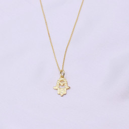 Vedere dettagli per Collana Mano di Fatima 45m, argento 925 placcato oro Immagine di Collana Mano di Fatima 45m, argento 925 placcato oro