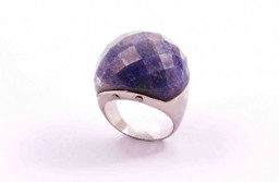 Immagine di Blauer Quarz Ring fac. Cabochon 23x24mm Silber 925, Rhodiniert