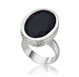 Vedere dettagli per Anello in Onice cesellato, argento 925 Immagine di Anello in Onice cesellato, argento 925
