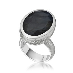 Vedere dettagli per Anello in Labradorite sfaccettata cesellata, argento 925 Immagine di Anello in Labradorite sfaccettata cesellata, argento 925