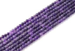 Vedere dettagli per Filo di perline tonde di ametista satinate Immagine di Filo di perline tonde di ametista satinate